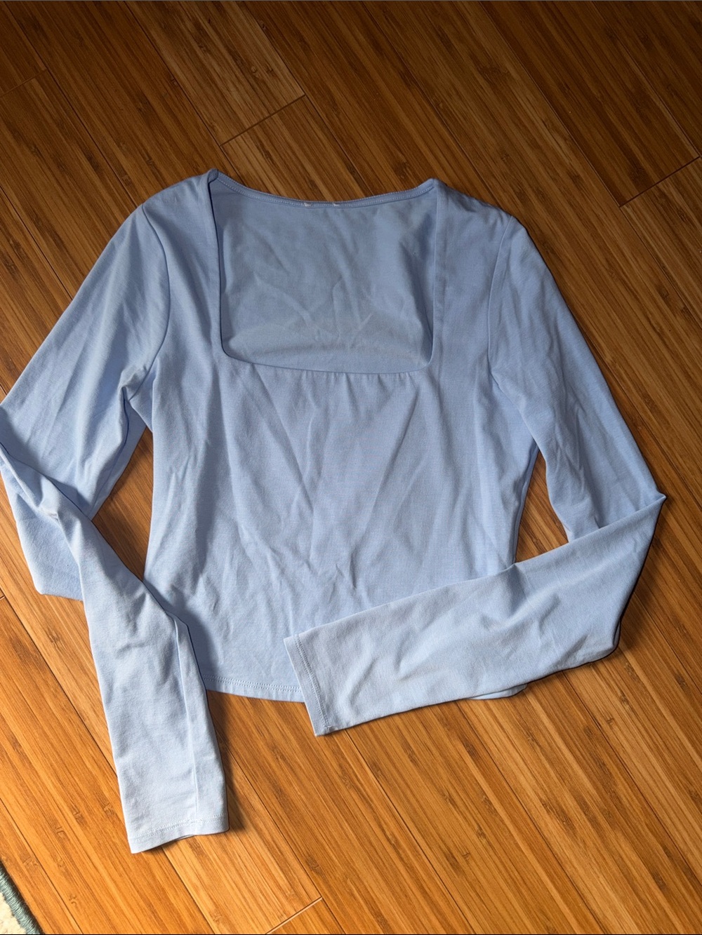 GARAGE Light Blue Long Sleeve Square Neck Women's Top